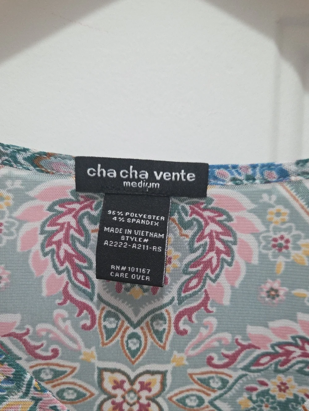 Cha Cha Vente Patterned Boho Tunic Top - Pastel Multi Med.